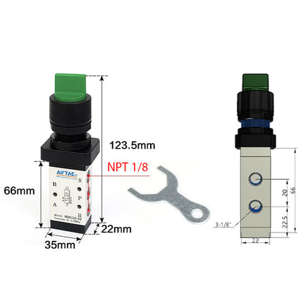 Airtac M5HS210-06: Manual Valve. 5 Way - M5HS21006GT