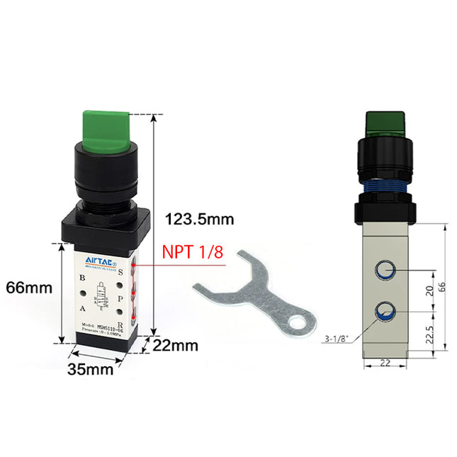 Airtac M5HS210-06: Manual Valve. 5 Way - M5HS21006GT