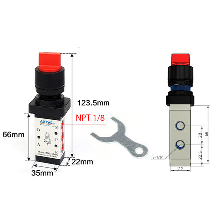 Airtac M5HS210-06: Manual Valve. 5 Way - M5HS21006RT