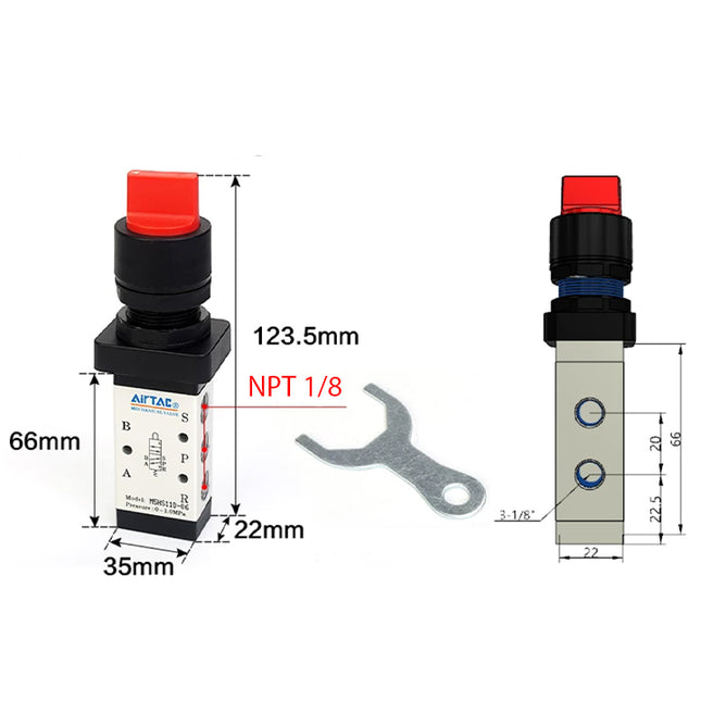 Airtac M5HS210-06: Manual Valve. 5 Way - M5HS21006RT