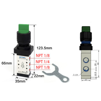 Airtac M5HS210-08: Manual Valve. 5 Way - M5HS21008GT