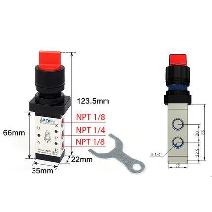 Airtac M5HS210-08: Manual Valve. 5 Way - M5HS21008RT