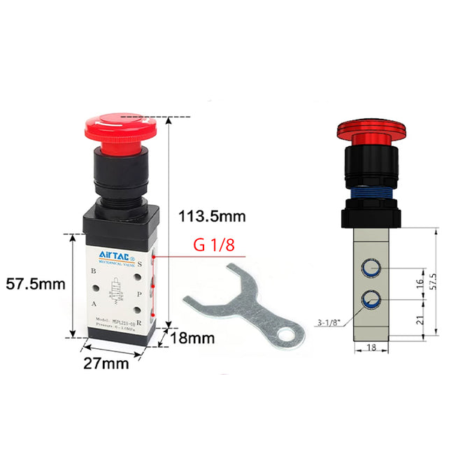 Airtac M5PL110-06: Manual Valve. 5 Way - M5PL11006G