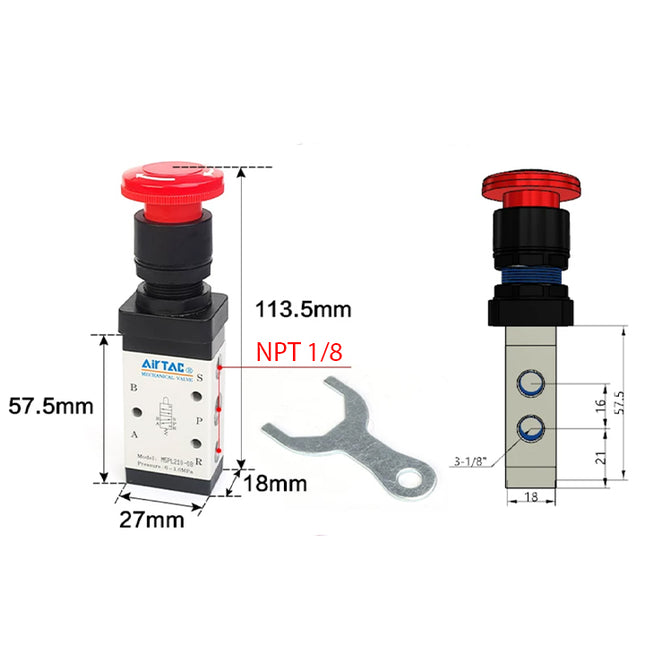 Airtac M5PL110-06: Manual Valve. 5 Way - M5PL11006T
