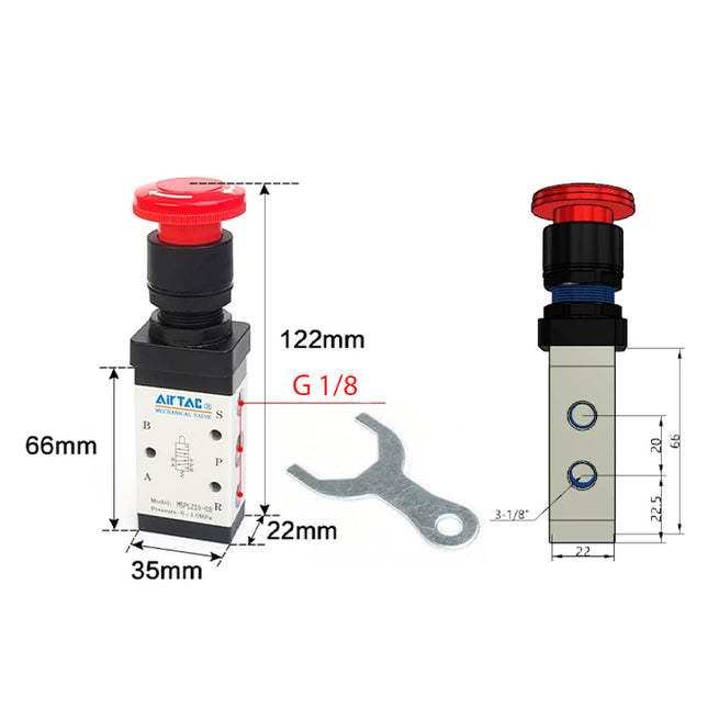 Airtac M5PL210-06: Manual Valve. 5 Way - M5PL21006G