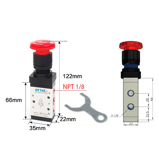 Airtac M5PL210-06: Manual Valve. 5 Way - M5PL21006T