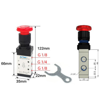 Airtac M5PL210-08: Manual Valve. 5 Way - M5PL21008G