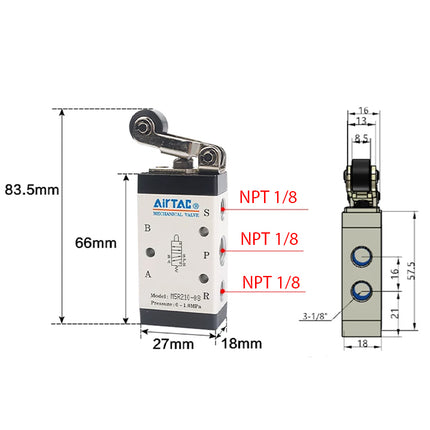 Airtac M5R110-06: Manual Valve. 5 Way - M5R11006T