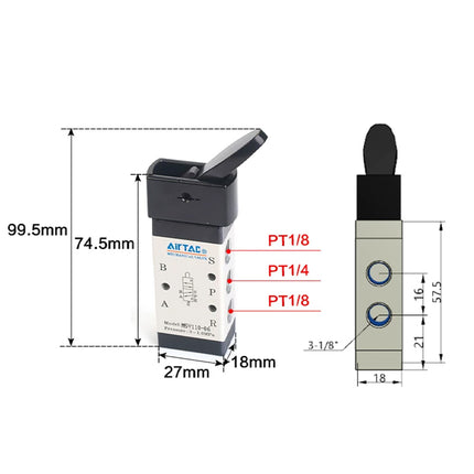 Airtac M5Y110-06: Manual Valve. 5 Way - M5Y11006