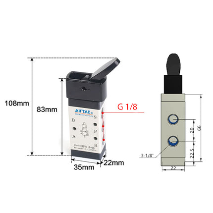 Airtac M5Y210-06: Manual Valve. 5 Way - M5Y21006G