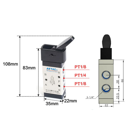 Airtac M5Y210-08: Manual Valve. 5 Way - M5Y21008