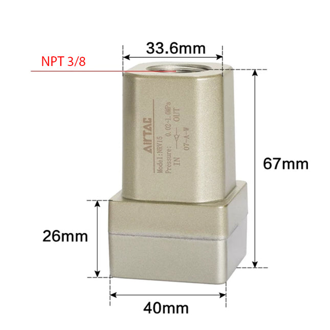 Airtac NRV-10: Non-Return Valve - NRV10T