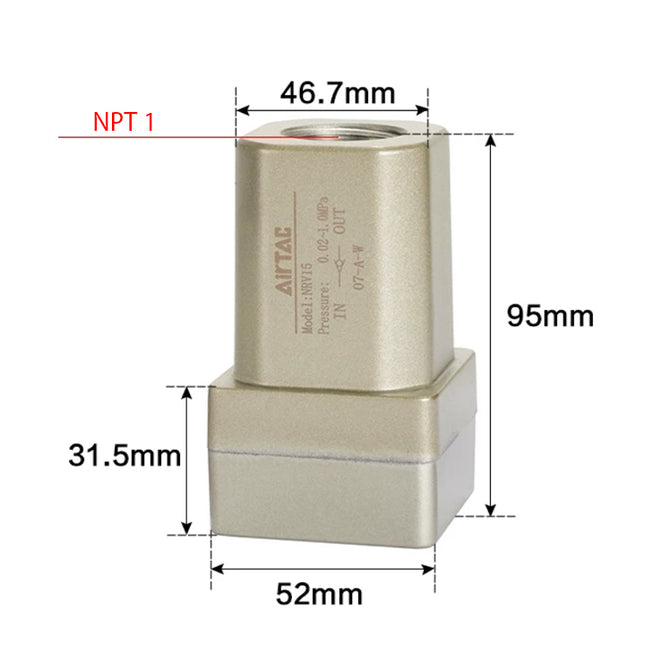 Airtac NRV-25: Non-Return Valve - NRV25T