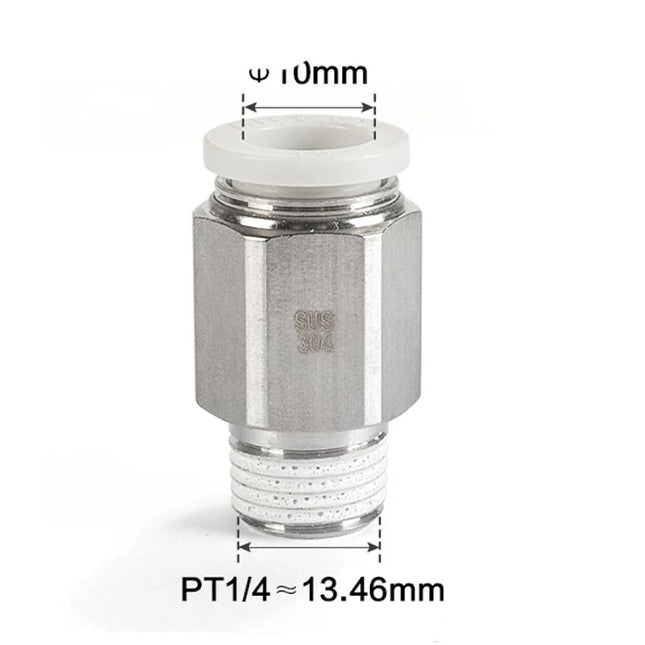 Airtac PC: Male connector--One-touch fittings(stainless steel) - PC1002-S