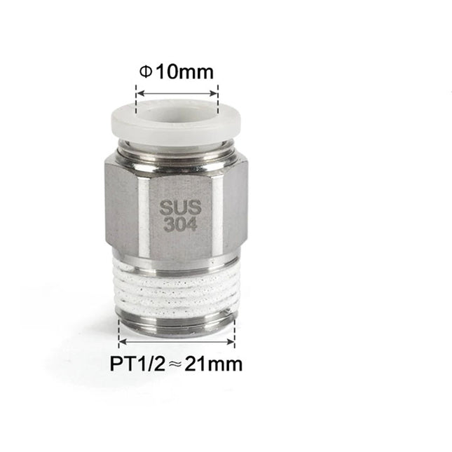 Airtac PC: Male connector--One-touch fittings(stainless steel) - PC1004D-S
