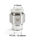 Airtac PC: Male connector--One-touch fittings(stainless steel) - PC1202-S
