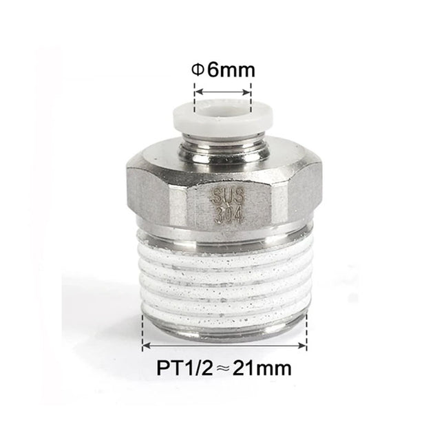 Airtac PC: Male connector--One-touch fittings(stainless steel) - PC604D-S