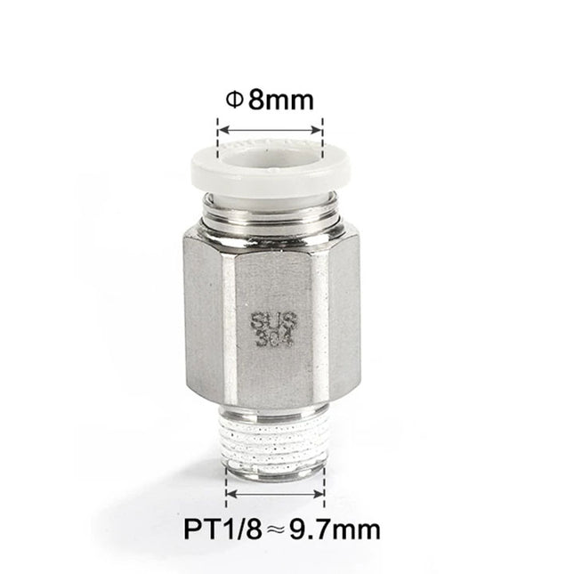 Airtac PC: Male connector--One-touch fittings(stainless steel) - PC801D-S