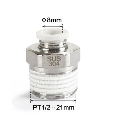 Airtac PC: Male connector--One-touch fittings(stainless steel) - PC804D-S