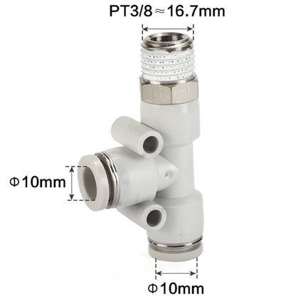 Airtac PED: Push Lock Fitting. Male Run Tee - PED1003
