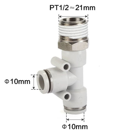 Airtac PED: Push Lock Fitting. Male Run Tee - PED1004D