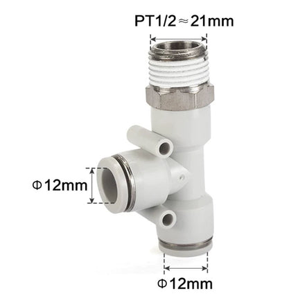 Airtac PED: Push Lock Fitting. Male Run Tee - PED1204
