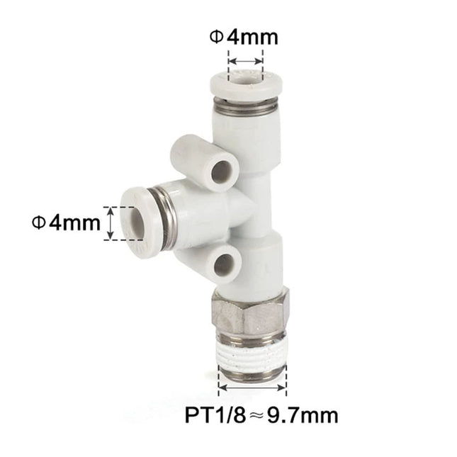 Airtac PED: Push Lock Fitting. Male Run Tee - PED401D
