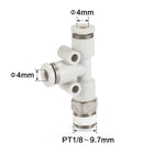 Airtac PED: Push Lock Fitting. Male Run Tee - PED401