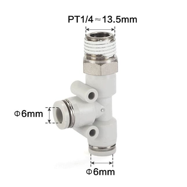 Airtac PED: Push Lock Fitting. Male Run Tee - PED602D
