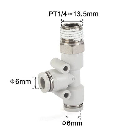 Airtac PED: Push Lock Fitting. Male Run Tee - PED602