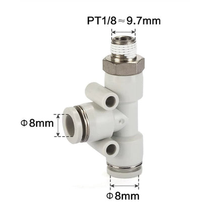 Airtac PED: Push Lock Fitting. Male Run Tee - PED801