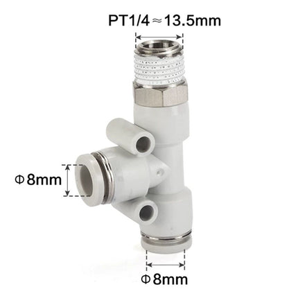 Airtac PED: Push Lock Fitting. Male Run Tee - PED802