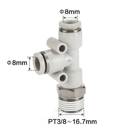 Airtac PED: Push Lock Fitting. Male Run Tee - PED803