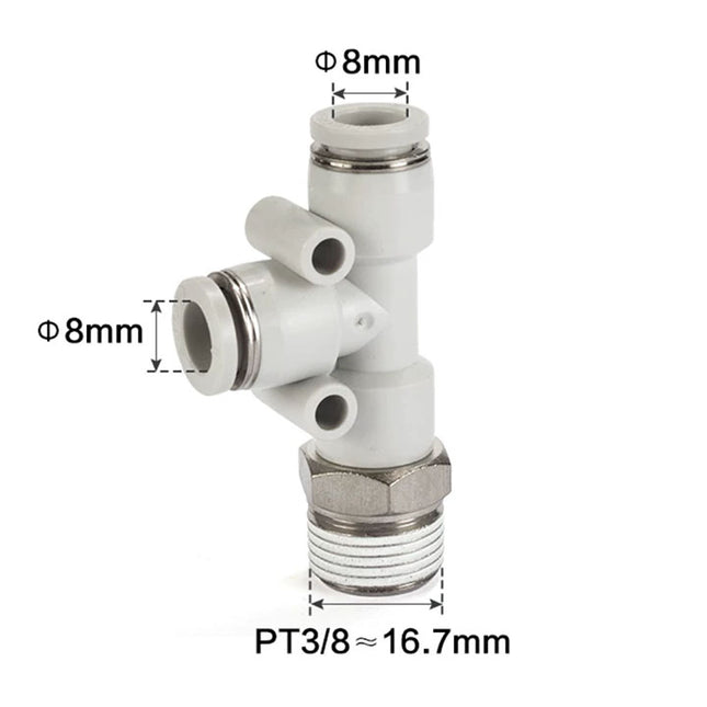 Airtac PED: Push Lock Fitting. Male Run Tee - PED803D