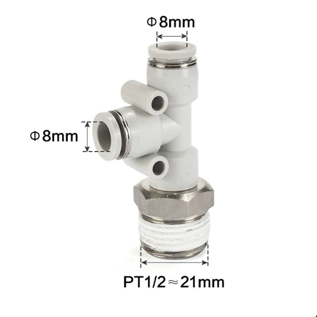 Airtac PED: Push Lock Fitting. Male Run Tee - PED804D