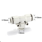 Airtac PEG: Push Lock Fitting. Different Diameter Tee - PEG10-8D