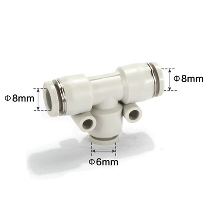 Airtac PEG: Push Lock Fitting. Different Diameter Tee - PEG8-6D
