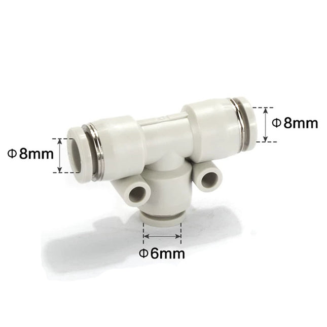 Airtac PEG: Push Lock Fitting. Different Diameter Tee - PEG8-6D