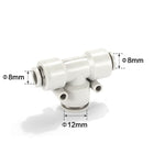 Airtac PEW: Push Lock Fitting. Different Diameter Tee - PEW12-8