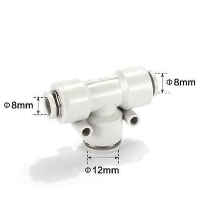 Airtac PEW: Push Lock Fitting. Different Diameter Tee - PEW12-8D