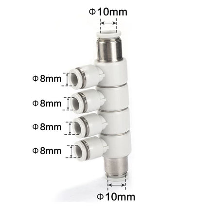 Airtac PHD: Push Lock Fitting. Universal Reducer Four Branch Union - PHD10-8D