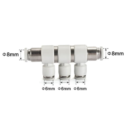 Airtac PHK: Push Lock Fitting. Universal Reducer Triple Branch Union - PHK8-6D