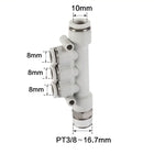 Airtac PKD: Pneumatic Push-in Reducer Threaded 5-Way Fitting - PKD10-803D-S