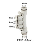 Airtac PKD: Pneumatic Push-in Reducer Threaded 5-Way Fitting - PKD6-401D-S