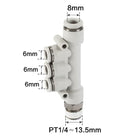 Airtac PKD: Pneumatic Push-in Reducer Threaded 5-Way Fitting - PKD8-602D-S