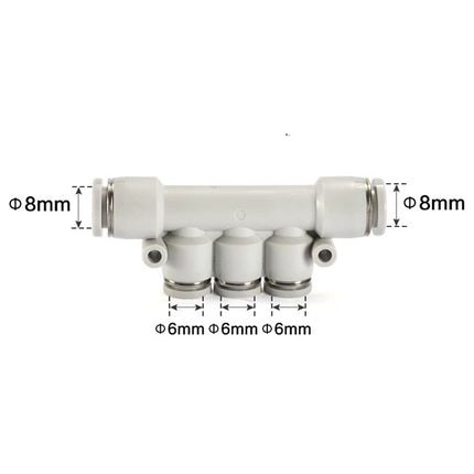 Airtac PKG: Push Lock Fitting. Reducer Triple Branch Union - PKG8-6D