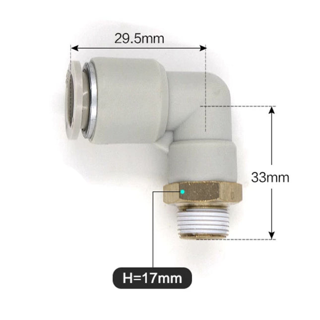 Airtac PL: Push Lock Fitting. Male Elbow - PL1203