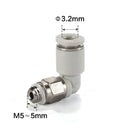 Airtac PL: Male elbow--One-touch fittings gray  - PL3.2M5-M