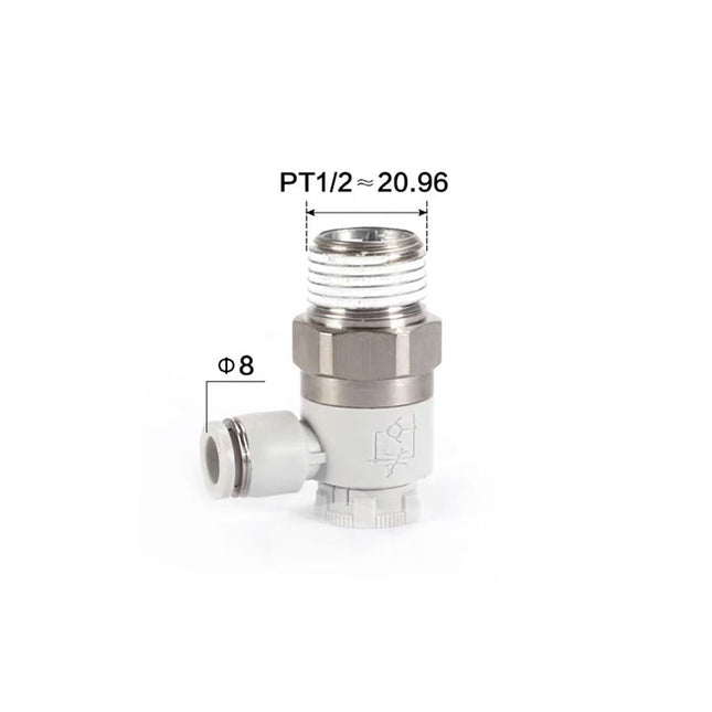 Airtac: Stainless Steel Push-Lock Type Flow Control Valve - PTL804AD-S