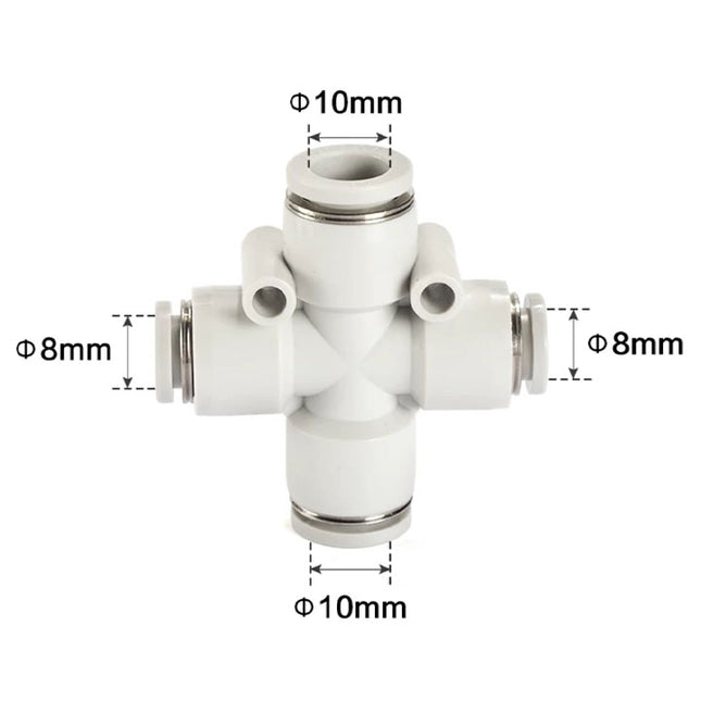 Airtac PZG: Push Lock Fitting. Different Diameter Cross - PZG10-8D